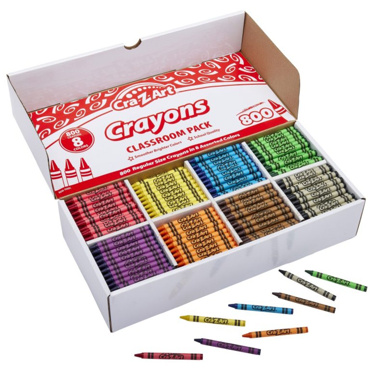Cra-Z-Art Crayon Classroom Pack 8 Colors – 800 Count | Non-Toxic School Crayons for Teachers, Kids & Art Projects